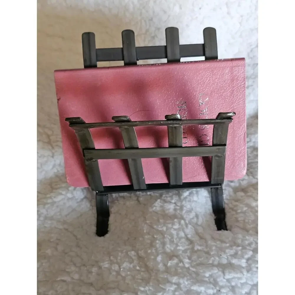 Metal Mini Book Rack Holder India Super Cute Tall 5" Width 5.25" Gray Decor - Picture 2 of 9